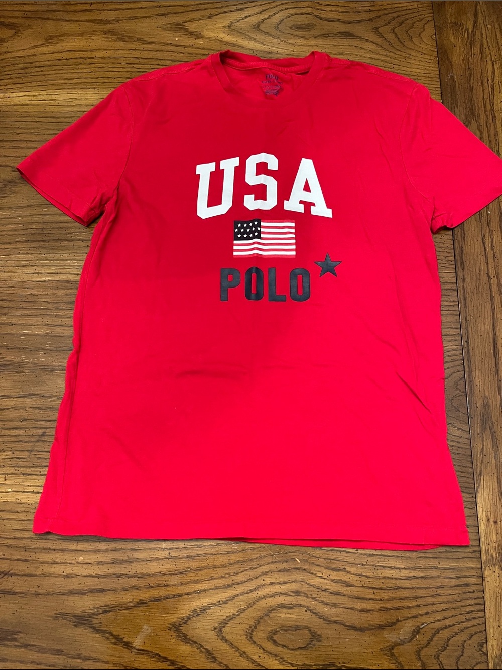 Polo by Ralph Lauren Red USA Graphic Short Sleeve Tee, size small